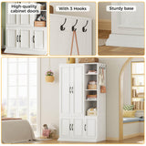 LIKIMIO Armoire Wardrobe Closet 70" H, 5 Doors Bedroom Wooden Wardrobe with 4 Storage Shelves and Hanging Rod, Clothing Storage Cabinet Organizer Combination, White LIKIMIO