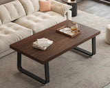 HSH Rustic Walnut Coffee Table, 39” Mid Century Modern Center Table, Rectangle Industrial Living Room Coffee Table, Simple Farmhouse Wood and Metal Tea Coffee Table for Home Bedroom, Walnut, 39 in HSH