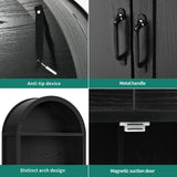 YITAHOME Arched Bookshelf, 71" Tall Bookcase with Drawers Arched Bookcase with Storage, Bookshelf Display Storage Rack with Adjustable Shelves for Living Room, Office, Black YITAHOME