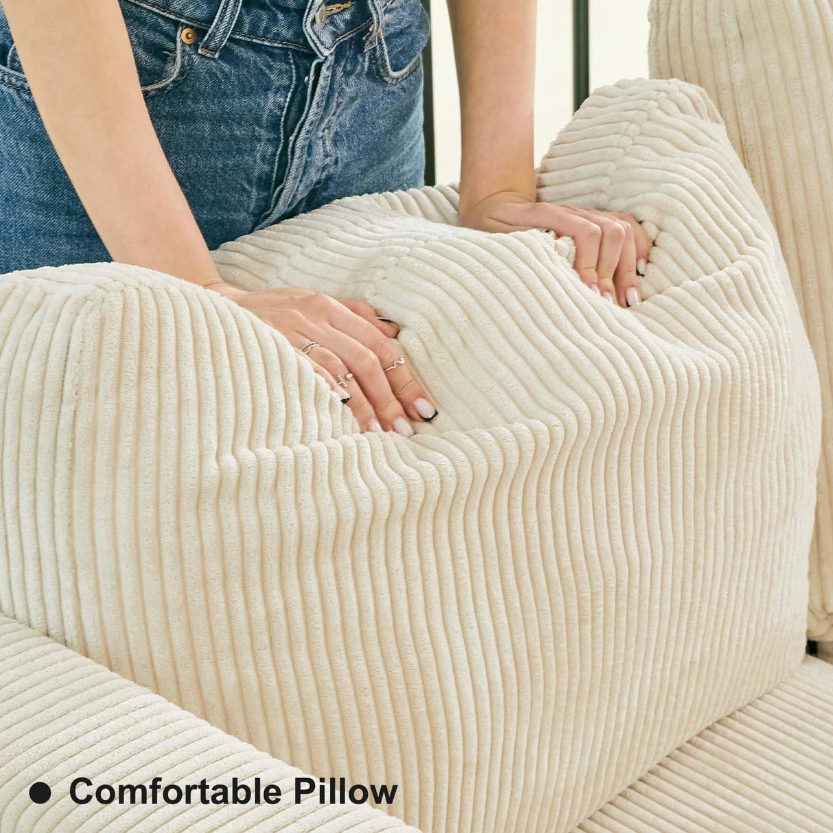 Belffin Modular Sectional Sleeper with Storage Ottoman Corduroy Sectional Couch with Chaise Convertible Modern Sectional Sofa Couch Beige Belffin