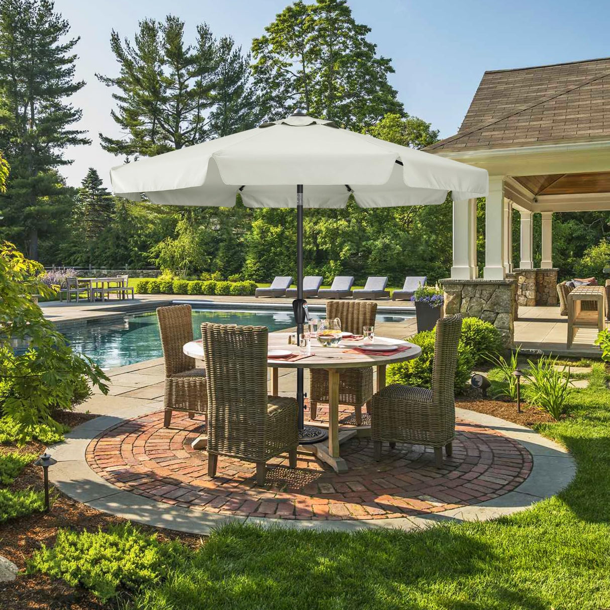 ABCCANOPY Patio Umbrella 10ft, Outdoor Table Umbrella with Push Button Tilt and Crank, 8 Ribs Umbrella for Patio Pool Garden Deck (Light Beige) ABCCANOPY