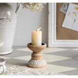 SOFE Farmhouse Wood Candle Holder, Handmade Pillar Candle Holders Brown Rustic Candle Stand Decorative, Candle Pedestal for Coffee Table, Living Room, Room Decor Aesthetic SOFE