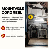 ReelWorks Extension Cord Reel Retractable 12AWG x 50' Foot 3C/SJTOW Glow Strip Cable and Lightup Triple Tap Connector Advanced Slow Retraction Technology (SRT) ReelWorks