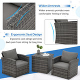 U-MAX 7 Pieces Outdoor Patio Furniture Sets w/Two Storage Boxes, Outdoor Conversation Set All-Weather PE Wicker Sectional Sofa Patio Sofa for Garden, Backyard, Deck, Grey Rattan& Grey Cushions U-MAX