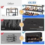 Simple Trending Tall Shoe Rack Organizer Holds 40 Pairs, 10 Tier Large Capacity Shoe Cabinet Storage with Cover for Closet, Black Simple Trending