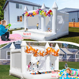 White Bounce House with Slide& Ball Pit for Kids Adults,Commercial PVC Large Inflatable Bounce House Castle Outdoor with 950W Powerul Blower,Wedding Birthday Party Decorations 13.3x13.3x10FT awesmflate