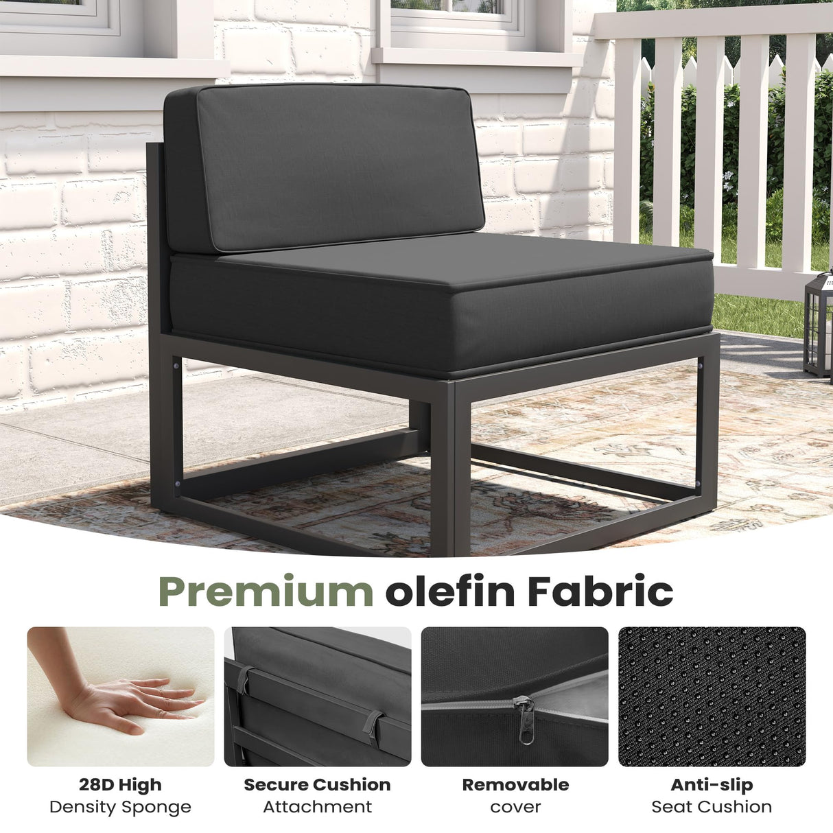 VONZOY 11 Piece Aluminum Patio Furniture Set with Waterproof Cover & 5" Thick Cushions, Aluminum Outdoor Sectional Conversation Set with Coffee Table Ottoman for Porch, Backyard(Grey/Grey) VONZOY