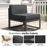 VONZOY 11 Piece Aluminum Patio Furniture Set with Waterproof Cover & 5" Thick Cushions, Aluminum Outdoor Sectional Conversation Set with Coffee Table Ottoman for Porch, Backyard(Grey/Grey) VONZOY