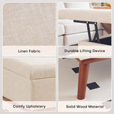 Redlife Ottoman Coffee Table, 31" Wide Rectangular Large Ottoman with Storage, Lift Top Ottoman Coffee Table Mid Century Modern Rectangle Coffee Tables for Living Room (Beige Rectangle) Redlifeᅟᅠ