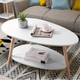 Maupvit Coffee Table-Oval Wood Table with Open Shelving for Storage and Display 2 Tier Sofa Table, Small Modern Furniture Living Room&Home Office-White Maupvit