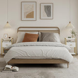 JOONEE Modern Nightstand, White and Gold Side Table with Drawer, Fluted Bedside Table with 3 Storage Shelves for Living Room, Bedroom JOONEE