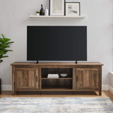 Walker Edison Ashbury Coastal Style Grooved Door TV Stand for TVs up to 80 Inches, 70 Inch, Rustic Oak Walker Edison