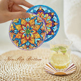 CAMOYAI 8 pcs Mandala Diamond Art Coasters Kits with Holder, Stained Glass Flowers Diamond Painting Coasters for Adults Beginners,Diamond Art Painting Kits for Gift CAMOYAI