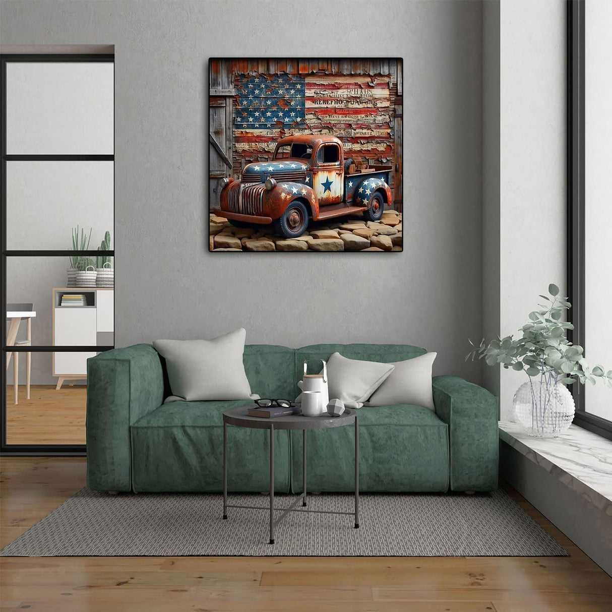 CHWGLFGG 5D Car Diamond Art Kits for Adults Beginners,DIY Full Round Drill Truck Diamond Painting Kits American Flag,Paint by Diamonds Dot Gem Art Crystal Easy,Home Wall Decor 11.8X11.8Inch CHWGLFGG