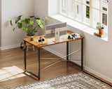 Casaottima 40 Inch Small Computer Desk for Home Office, Study Writing Table for Small Spaces, Simple Modern Desk with Headphone Hooks, Rustic Brown Casaottima