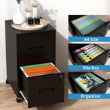 FLIXELIO 2 Drawer File Cabinet with Lock,Small Rolling Metal Office Storage Mobile Filing Cabinet Under Desk,Vertical Locking File Cabinets with Wheels for Home Office,Legal Required Assembly,Black FLIXELIO