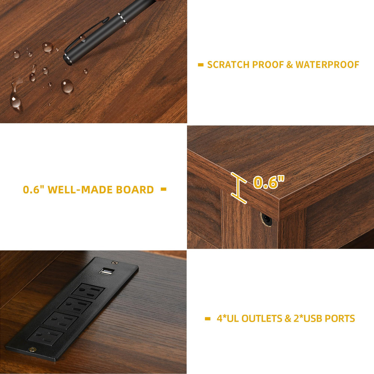 DWVO Farmhouse TV Stand for Television up to 65 Inch, Entertainment Center with Power Outlets and Open Shelf, Rustic TV Cabinet Media Console Table for Living Room, Walnut, 59 Inches DWVO