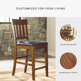 Signature Design by Ashley Ralene Traditional 26" Counter Height Faux Leather Seat Barstool, 2 Count, Brown Signature Design by Ashley