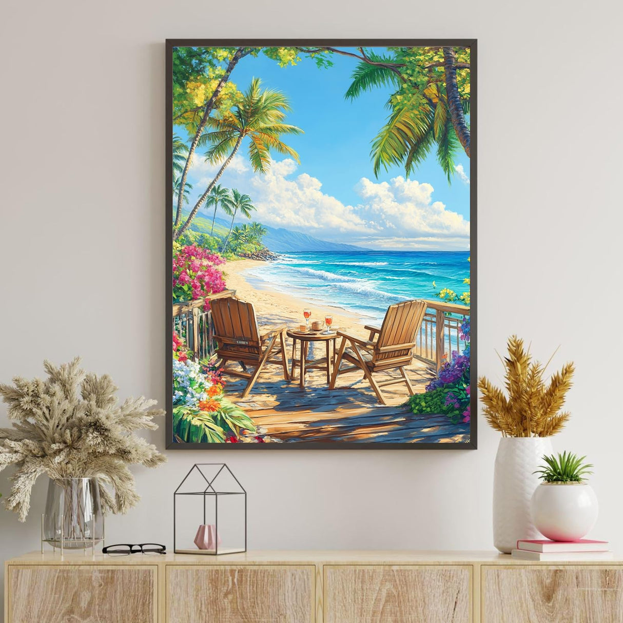 Ceiomez Paint by Numbers Kit for Adults Beach, Beach Paint by Numbers Kit for Adults, Adult Paint by Number Kits on Canvas for Home Decor Gift Art Work 16x20in Ceiomez