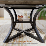 Itaar Round Extendable Dining Table Set for 4-6 People, 5-Piece Kitchen Table Set with 4 Cushion Chairs, Dining Room Table for 6 with MDF Board & Metal Frame for Small Space, Easy Clean, Rustic Grey Itaar