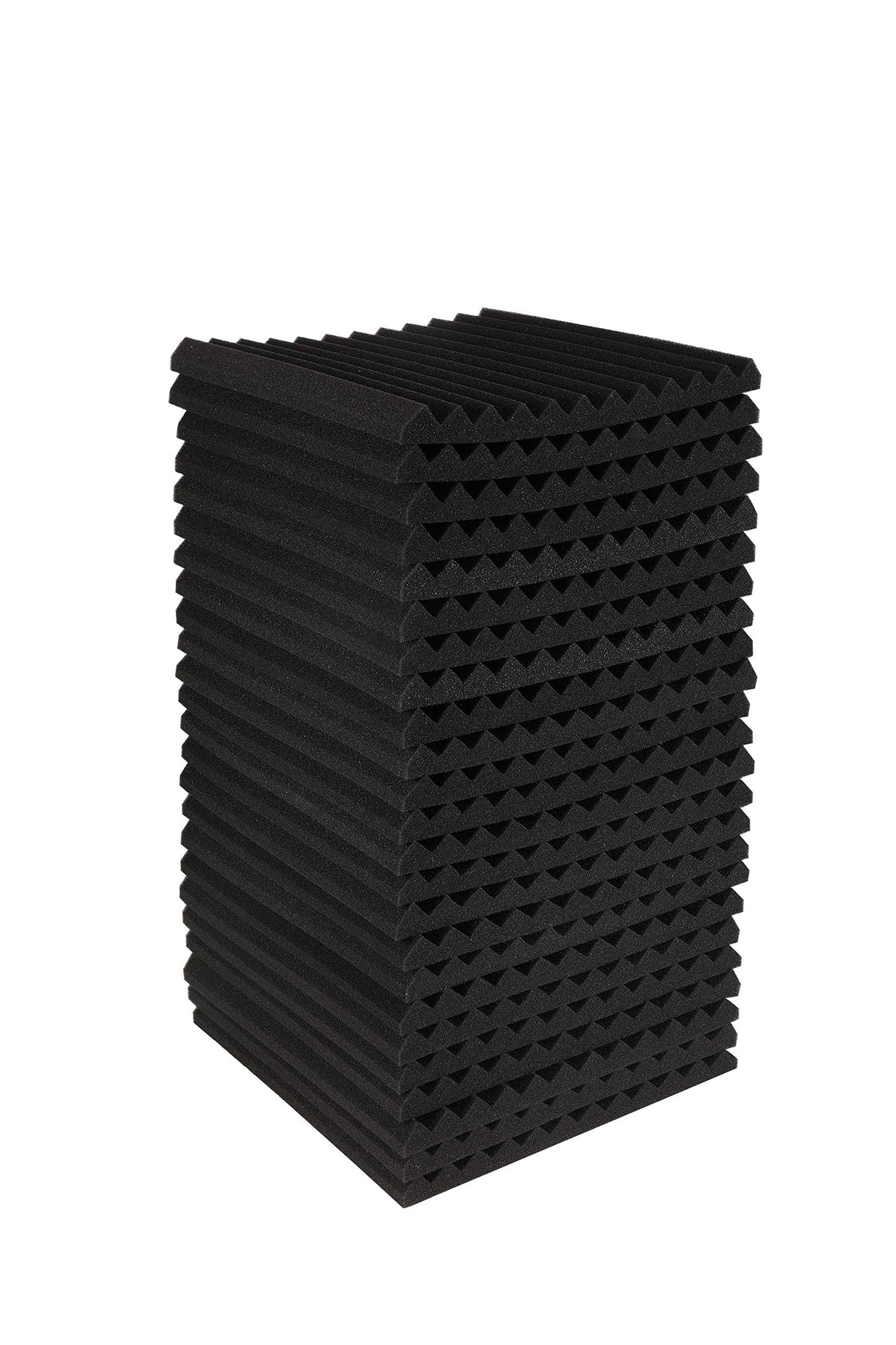 Burdurry 24 Pack Acoustic Panels Soundproof Studio Foam for Walls Sound Absorbing Panels Sound Insulation Panels Wedge for Home Studio Ceiling, 1" X 12" X 12",(24pcs, Black) Burdurry