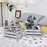 LKMANY Decorative Wood Crates Nesting Crates Storage Container,Rustic Wooden Crates for Storage, Display, Decor, Boxes-Nature Rustic White Set of 3 LKMANY