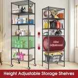 Homtura 6-Tier Rolling Storage Shelves, 14" D x 24" W x 71" H Adjustable Space-Saving Wire Rack Shelving, 750 lbs Capacity Heavy Duty Metal Shelving with Wheels for Garage, Closet, Kitchen Homtura
