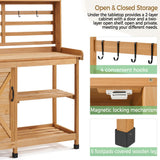 Yaheetech Outdoor Potting Bench, Large Horticulture Work Table Workstation with Storage Cabinet Shelf & Planting Working Console for Patio/Lawn/Garden - Wood Yaheetech