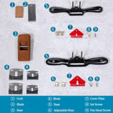 2pcs Adjustable SpokeShave with Flat Base 6pcs Metal Blade 1pcs Wood Hand Plane Home Woodworking for Wood Craft Working, Woods Craver Bruislard