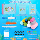 Crochet Kit for Beginners - 3 PCS Axolotl Cat Crochet Kits with Step-by-Step Video Tutorials, Beginner Crochet Kit for Adults, Crochet Cat Dressed as Axolotl Set (Blue & Green & Pink) Fortuning's JDS