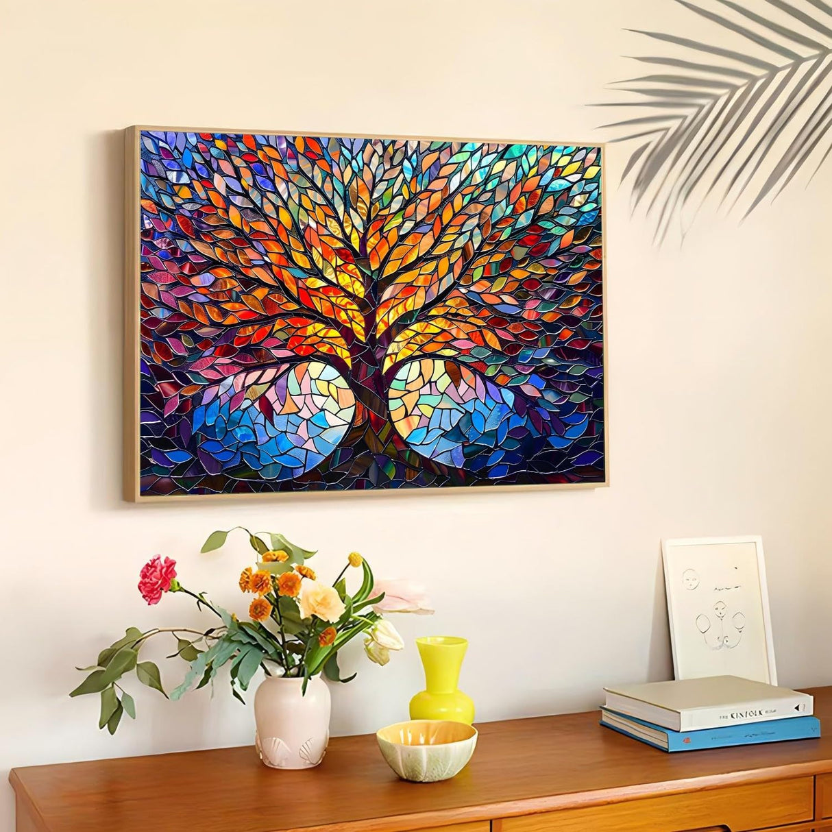 Tree Diamond Art Kits for Adults, Glass Style Diamond Painting Kits, Gem Art Kit for Gifts and Home Interior Decor 12x16 Inch Reivworl