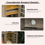 Redlife TV Stand with Fireplace for 65 Inch TV, Fireplace TV Stand, Farmhouse Entertainment Center with Fireplace, Media Console with Fireplace, TV Cabinet with Charging for Living Room (Brown) Redlifeᅟᅠ