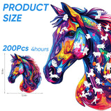 Horse Head Wooden Puzzle for Adults, Horse Wooden Jigsaw Puzzles(10.8 * 12.6in-200pcs), Unique Shape Animal Adult Puzzles,Irregular Wood Puzzles Best Gift for Adults and Kids Family Game Reouinty
