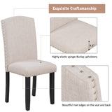 6 Piece Dining Table Set, Modern Style 6-Person Dining Table with 4 Upholstered Chairs & a Bench, Wood Kitchen Table Set for 6 Persons, White +Black Merax