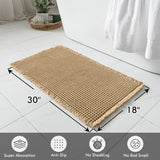 MIULEE Set of 2 Waffle Bathroom Rugs, Boho Bath Rugs Non Slip Washable, Super Absorbent Bath Mats, Ultra Soft Rubber Backed Shower Mats for Bathroom Floor, Tub and Shower, Brown, 18x30 Inch MIULEE