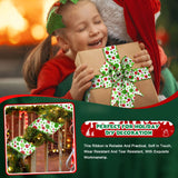 Hanaive 20 Yards Christmas Polka Dot Ribbon Xmas Wired Ribbon Christmas Tree Ribbons Decoration Green Red Polka Dot Printed Christmas Ribbons DIY Decorative for Wreaths Gifts Wrapping (1.5 Inch) Hanaive