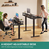 YITAHOME Electric Standing Desk with Drawer, 55" Standing Desk Adjustable Height Sit Stand Up Desk with Power Outlets & LED Lights, Home Office Desk with Memory Preset, Black YITAHOME