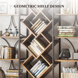 LIKEMET Triple 5 Tier Bookshelf, Bookcase with 18 Open Display Shelves, Wide Tree Bookshelf Metal Frame Tall Book Case for Living Room Home Office Rustic Brown LIKEMET