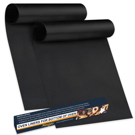 Meegoo Oven Liners for Bottom of Oven, 2 Pack Large Thick Heavy Duty Non-Stick Teflon Oven Mat Set, 15.74"x 23.62" BPA and PFOA Free Oven Floor Protector Liner, Kitchen Friendly Cooking Accessory Meegoo