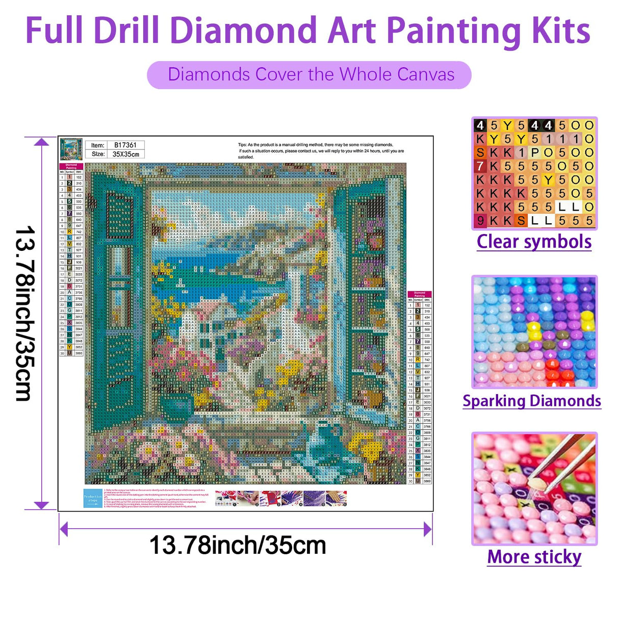 JXDXDJ Landscape Diamond Art Kits for Adults,Flowers Full Round Drill 5D Diamond Painting Kits for Beginners,DIY Diamond Dots Paintings Picture Gem Art for Adults Crafts,Home Wall Decor 13.78x13.78 In JXDXDJ