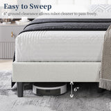 Yaheetech Upholstered Bed Frame, Modern Queen Bed Platform with Square Stitched&Button Tufting Headboard Height Adjustable, Wooden Slats Support, No Box Spring Needed, Queen Size, Beige Yaheetech