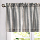 Vangao Kitchen Valance Linen Blend Stripe Short Curtains Farmhouse Country Rustic Pinstripe Tickingstripe Light Filtering Rod Pocket Window Topper Treatments 18 Inch 1 Panel Black on Beige Vangao