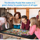 Jigsaw Puzzle Mat Roll Up 1500 2000 3000 Piece Portable Table Puzzle Board Mat Saver Keeper, Smooth Top & Non-Slip Felt Bottom with 6 Sorting Trays, Storage Bag, Inflatable Roller for Kids Adults Gift Brmoka