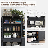 ACCOHOHO 72" Tall Kitchen Pantry, Farmhouse Storage Cabinet with Barn Door, Organizer, Drawer and Adjustable Shelves, Rustic Wood Cupboard for Kitchen, Dining Room, Bathroom, Black ACCOHOHO