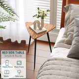 SAYGOER Small End Table Mid Century Triangle Side Table Unique Night Stand Rustic Farmhouse Bedside Table Retro Accent Sofa Table for Living Room Bedroom Easy Assembly,Walnut Oak SAYGOER