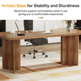 Tribesigns 63-inch Executive Desk, Vintage Home Office Computer Desk with Large Tabletop, Farmhouse Wood Writing Conference Table Workstation for Office, Study, Walnut Brown Tribesigns