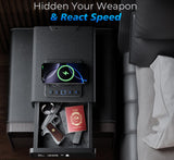 Smart Biometric Safe with Wireless Charging for Phone & Watch, 3 Access Methods to Unlock, Nightstand Drawer Safe LED Display with Humidity & Temperature Monitoring, Stopbox for Cash and Valuables ORARAER