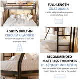 SUNLEI Metal Loft Bed with 2 Secured Ladders, Bunk Bed Twin Over Full with Trundle, Trundle Bed Twin Safety Guard, Space-Saving, Noise Free for Small Bedroom, (Black, Twin Over Full) SUNLEI