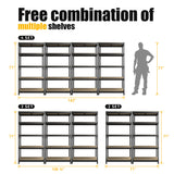 PrimeZone Storage Shelves 2 Packs 5 Tier Adjustable Garage Storage Shelving, Heavy Duty Metal Storage Utility Rack Shelf Unit for Warehouse Pantry Closet Kitchen, 35.5" x 15.75" x 71", Black PrimeZone