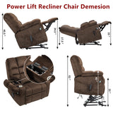 REHOUSING Oversized Power Lift Recliner Big Man 400lbs, Extra Wide Recliner Chair with Lifts Vertically for Elderly, Features Cup Holder, Heat and Massage, Zero Gravity Lay Flat for Adults (Brown) REHOUSING